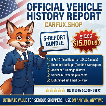Official Vehicle History Report - 5-Report Bundle | Instant Email Delivery