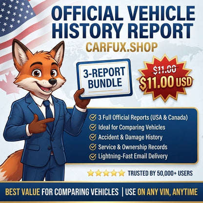 Official Vehicle History Report - 3-Report Bundle | Instant Email Delivery